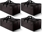 HOMESURE 4 Pack Large Strong Moving Bags with Zippers & Carrying Handles - Water-Resistant - Heavy Duty Storage Tote for Spac