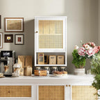 HITNET Medicine Cabinet, Rattan Bathroom Wall Cabinet Over Toilet, Bamboo Space Saver Storage Organizer with Door and Shelf f