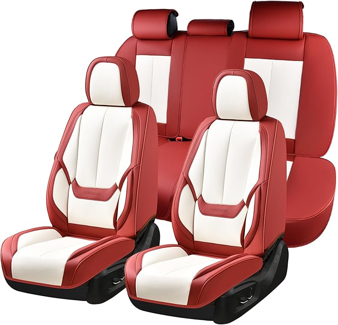 Coverado Car Seat Covers Full Set, Car Seat Protector Waterproof, Nappa Leather Car Seat Cushion, Seat Covers for Cars, Front