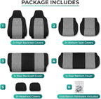 FH Group Automotive Full Car Seat Covers for SUV, Trucks, Sedan and More - Universal Fit Front High Back & Rear Solid Bench D