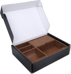 Zcaukya Men's Valet Tray, Jewelry Box Nightstand Organizer with 5 Compartments for Phone Keys Wallet Watch Glasses, Faux Leat