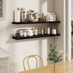 Fun Memories 55 Inch Floating Shelves in Black, 9.3 Inch Deep Floating Shelf for Bathroom Living Room Kitchen, Rusitc Wall Mo