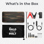 HALO Bolt Air 58830 Portable Car Battery Jump Starter | 100 PSI Air Compressor, 58.8Wh USB Power Bank, Emergency Floodlight