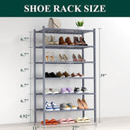 Smiry Shoe Rack, 6 Tier Thick Bamboo Shoe Organizer, Stackable Free Standing Wooden Shoe Storage Shelf for Closet, Entryway, 