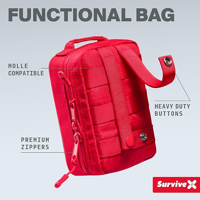Small First Aid Kit for Car, Travel & Home - Emergency Kit for Hiking, Camping, Backpacking and Outdoors - Includes Zip Stitc
