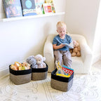 NaturalCozy Storage Cubes 9”x9”x7”Cotton Rope Woven Baskets for Organizing 3-Pack | 9 Inch Cube Storage Bin | Small Basket fo