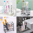 Urbanstrive 304 Stainless Steel Bathroom Toothbrush Holder Toothpaste Holder Stand Bathroom Accessories Organizer (Silver, La