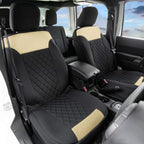 FH Group Car Seat Cover Cushion - 2 Pack Seat Covers for Cars Trucks SUV, Beige Black Neosupreme Car Seat Cushions, Car Seat 