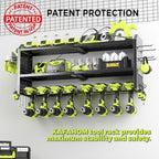 KAFAHOM Power Tool Organizer，Large 8 Drill Holder Wall Mount ，Heavy Duty Metal Tool Shelf with 12 Hooks，Storage Rack for Gara