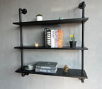 Industrial Pipe Shelf Shelving Bookcase, Wall Mounted Rustic Bookshelf, Floating Bookshelves for Wall,Retro Wood Metal Pipe I