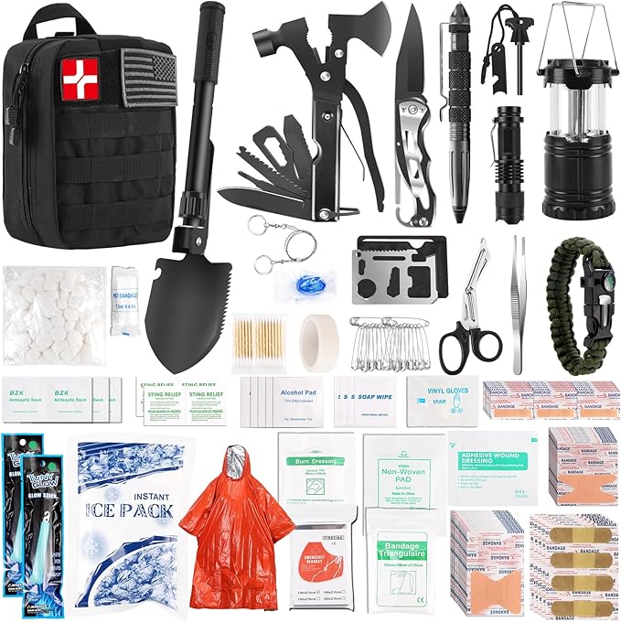 Abpir318 PCS Emergency Survival Kit, Survival Gear and Equipment First Aid Kit Med Supplies for Vehicles Travel Car Camping H