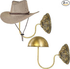 Owlgift Wall Mount Hat Racks Set of 2 - Vintage Gold Iron Hat Holders - Heavy Duty Wall Mounted Display Stand for Baseball Ca