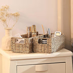 Vagusicc Wicker Storage Basket, Set of 2 Hand-Woven Storage Baskets for Organizing, Small Wicker Basket for Toilet Paper, Fol