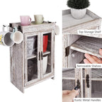 Ikee Design Wooden Countertop Storage Cabinet. Customizable Organizer with Adjustable Shelves, Glass Window Door and Removabl