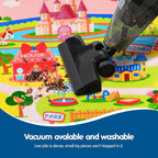 Booooom Jackson Enchanting Kids Pink Castle Rug with Cartoon Park-Flower,Shoes,Clothes,House Design-Perfect for Imaginative P