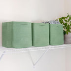 NaturalCozy Storage Cubes 11 Inch Cotton Rope Woven Baskets for Organizing, 3-Pack | Cube Storage Bin | Square Storage Basket