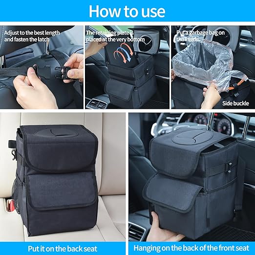 Car Trash Can，Two-Pack Large and Small Combination Hanging Detachable Foldable Car Trash Can，100% Waterproof Suitable for SUV, Sedan, Truck Multi-Purpose Storage Box