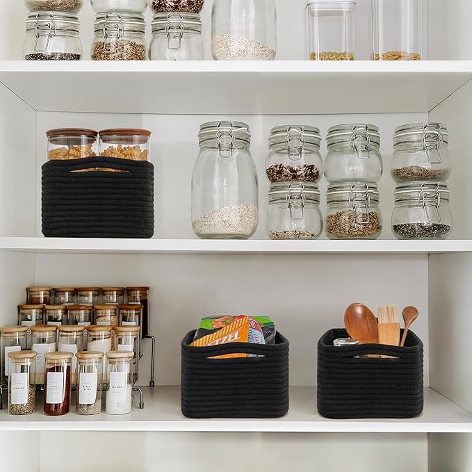 Goodpick Storage Baskets, Rope Shelf Basket Small Baskets for Gifts Empty Storage Baskets for Organizing Toy Baskets Storage 