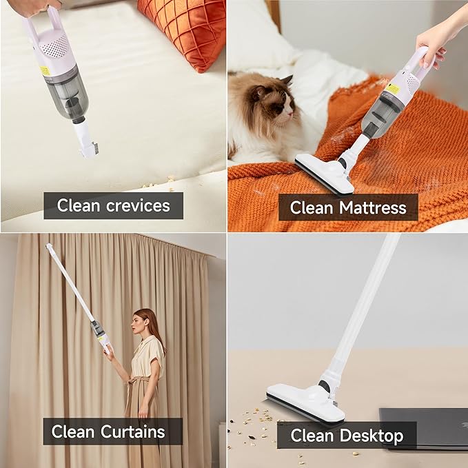 Handheld Vacuum Cleaner,Ultra-Lightweight Mini Portable Vacuums for Home, 6 in 1 Stick Vac Cleaners for Car,Pet Hair(Green Co
