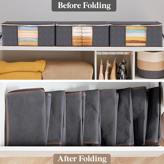 Lifewit 6 Pack Clothes Storage Bag, Foldable Storage Bin Closet Organizer with Reinforced Handle, Sturdy Fabric Blanket Stora