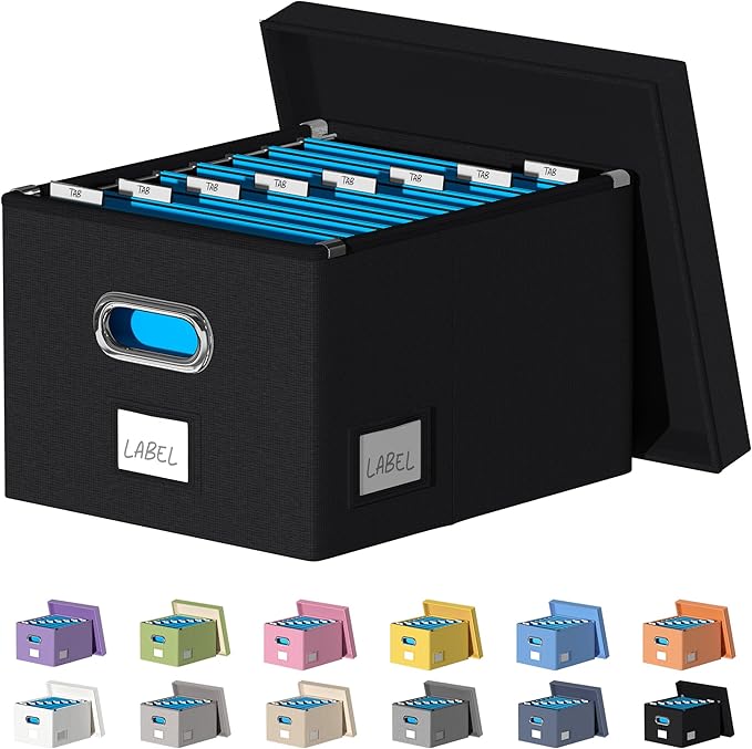 File Organizer Collapsible Storage Box for Office File Box with Lids Document Organizer for Office and Home Easy Slide Durabl