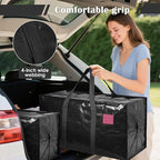 6 Pack Moving Bags with Full-Open Side Zipper, Extra Large 93L Heavy Duty Waterproof Foldable Storage Totes for College Dorm,