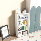 Wooden 4 Tier Book Shelf，4 Cube Storage Organizer, 44 Inch Versatile Cubes Shelf and Cubby Unit for Any Space (White, 4 Cube-