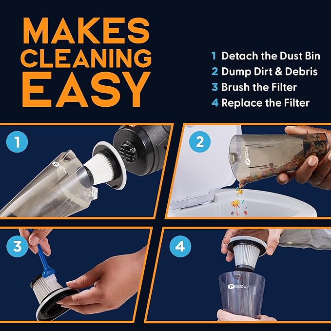 THISWORX Car Vacuum Cleaner - Portable, High Power, Handheld Vacuums w/ 3 Attachments, 16 Ft Cord & Bag - 12v, Auto Accessori