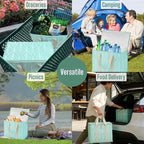 VENO 2 Pack Cooler Bag, Insulated Grocery Bags for Food Delivery, Collapsible Cooler, Reusable Shopping Bags for Groceries, Hard Bottom, Zippered, Foldable (Evergreen, 2 Pack)