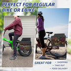 Bicycle Grocery Panniers, 2PCS Foldable Bike Panniers Bags for Rear Rack, Rear Bike Basket Ebike Rear Rack Bags for Shopping Cycling Traveling Commuting(2 Pack)