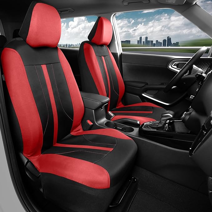 Motor Trend Red Cloth Car Seat Covers for Front Seats – Premium Automotive Bucket Seat Covers, Made for Vehicles with Removab