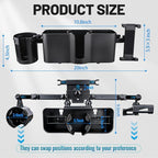 Car Headrest Backseat Storage Box with 2 Cup Holders, Back Seat Car Organizer 5"-13" Tablet Phone Holder with Hook, Adjustable 3-in-1 Multifunctional Car Essential Food Tray for Travel Accessories