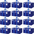 12 Pack Extra Heavy Duty Large Moving Bags with Strong Zipper & Comfortable Handles, Sturdy & Durable Clothes Storage Bags To