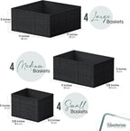 Drawer Organizer Clothes Set of 12 Black - Dresser Organizer For Nursery, Bedroom, Closet - Perfect Baby Clothes Organizer an