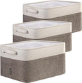 BALEINE 3 Pack Fabric Closet Storage Bins for Shelves, Linen Closet Organizers and Storage, Decorative Baskets for Organizing