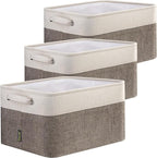 BALEINE 3 Pack Fabric Closet Storage Bins for Shelves, Linen Closet Organizers and Storage, Decorative Baskets for Organizing
