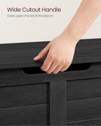 VASAGLE Storage Chest, Storage Bench with 2 Safety Hinges, Farmhouse Style, 15.7 x 39.4 x 18.1 Inches, for Entryway, Bedroom,