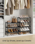 SONGMICS Shoe Rack, 3-Tier Shoe Storage Organizer, Space-Saving, 11.7 x 16.5 x 19.1 Inches, Entryway, Metal Frame, Non-Woven 