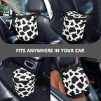 linqin Black and White Cow Pattern Car Trash Can with Lid Leak Proof Car Trash Bag Waterproof Car Garbage Can, Multipurpose Trash Bin Hanging for Minivan SUV Truck