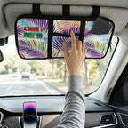 Tactical Sun Visor Organizer,Tropical Leaves Scratch-Resistant Auto Sunshade Organizer Bag with Double Zippers Truck SUV Storage Pouch Holder