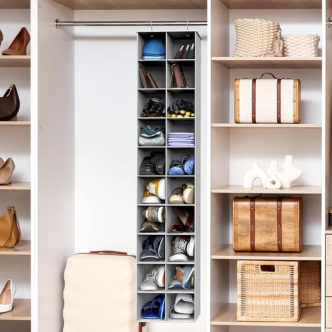 Simple Houseware 20 Section Shelves Hanging Shoes Organizer Holder for Closet, Gray