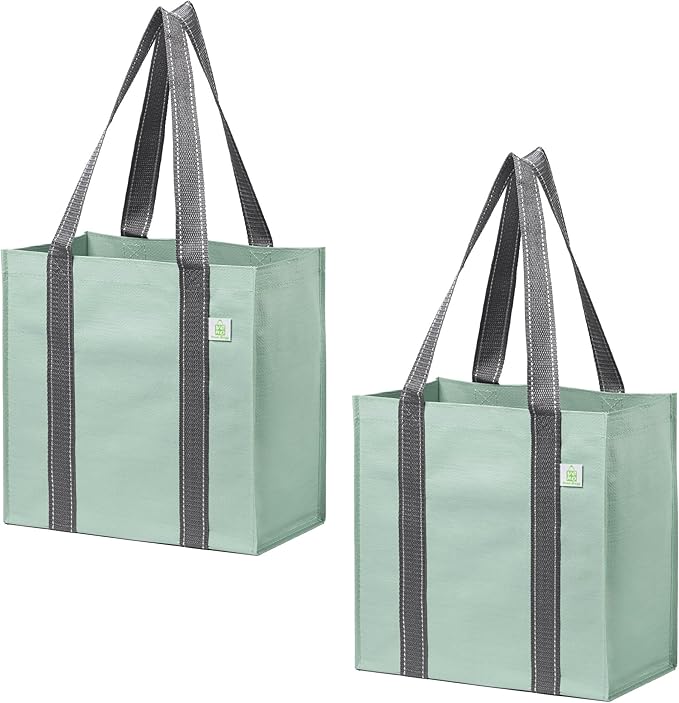 VENO 2-4 Pack Reusable Grocery shopping Bags, Medium Tote Bag w/Handle Hard Bottom, Heavy Duty, Foldable Carrier
