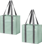 VENO 2-4 Pack Reusable Grocery shopping Bags, Medium Tote Bag w/Handle Hard Bottom, Heavy Duty, Foldable Carrier
