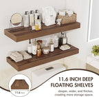 36 Inch Floating Shelves, 12" Deep Floating Shelf Wall Mounted, 36" Wall Shelves, Rustic Deep Bookshelf, Extra Deeper & Thick