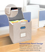 Letter Size File Organizer Box with Lid – Durable Oxford Fabric Document Storage Box, Sturdy Cardboard Support, Portable Offi
