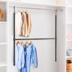 Simple Houseware Adjustable Closet Hanging Rod, Black