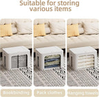 FHSQX 8 Pack Clothes Storage Bins - Foldable Storage Bins for Clothes Fabric Storage Box with Metal Frame (Cream White, 19.7x