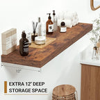Vivelove 12 Inch Deep Floating Shelves for Wall, 16" Long Wall Shelves with Invisible Brackets, for Living Room Bedroom Bathr
