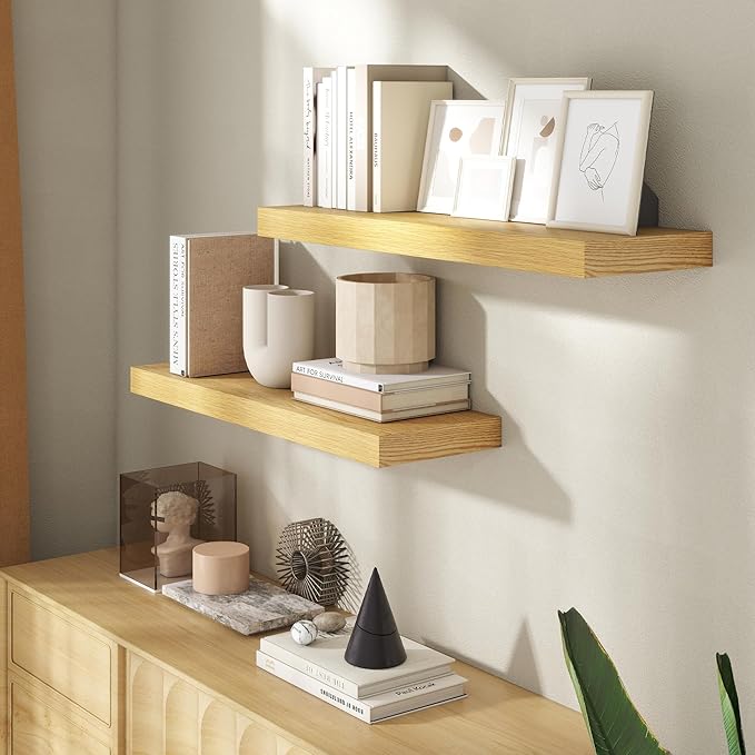 30 Inch Floating Shelves for Wall, 8 Inch Deep Floating Shelf for Storage & Display, Rustic Wall Mounted Shelf with Invisible
