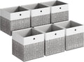 SONGMICS Storage Cubes, Set of 6 Foldable Fabric Storage Boxes, Cube Organizer Boxes with Handles, for Closet Shelves, Odorle